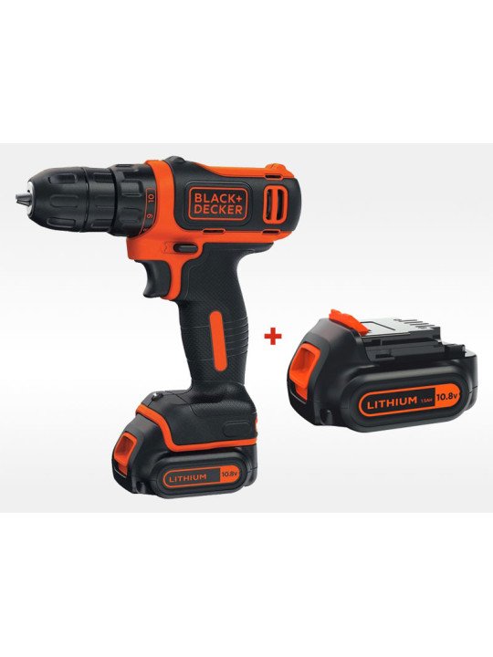 Akumuliatorinis Gręžtuvas - Suktuvas, 12V BDCDD12-QW, 1 X 1,5 AH, Black&Decker