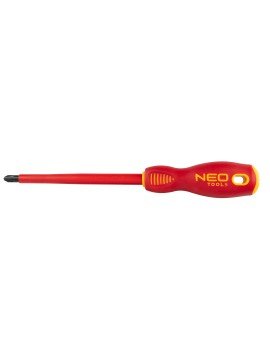 Atsuktuvas phillips 1000V, PH3 x 150 mm - The 1000 V Phillips screwdriver, PH3 x 150 mm 04-075 by NEO is an insulated tool used by electricians, characterised by its PH3 x 150 mm size.Atsuktuvas phillips 1000V, PH3 x 150 mm (04-075) - The 1000 V Phillips 