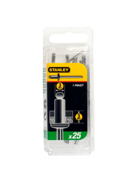 Aliuminės kniedės 3 x 3 mm 25vnt (1-PAA42T) - Aliuminės kniedės nuo 3 iki 5mm storio įvairus ilgiai (1-PAA42T) - Aliuminės kniedės 3 x 3 mm 25vnt Stanley 1-PAA42T (1-PAA42T) - Aliuminės kniedės nuo 3 iki 5mm storio įvairus ilgiai Stanley 1-PAA42T (1-PAA42