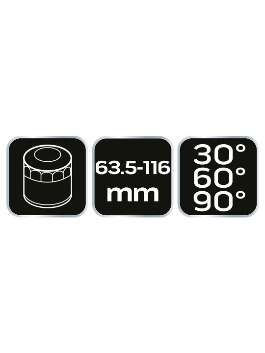 Raktas tepalo filtrui  63,5 - 116 mm, 30°, 60°, 90°