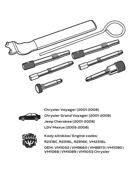 Paskirstymo veleno fiksavimo komplektas - Chrysler/Jeep dyzeliniam varikliui
