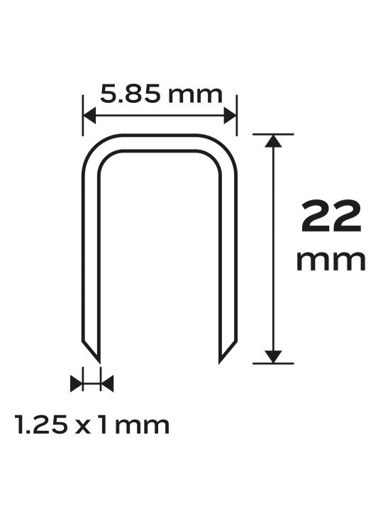 Cinkuotos kabės pneumatiniam segtuvui (14-570), GA18, 90 (4K) tipas, 22 mm ilgio, 4000 s