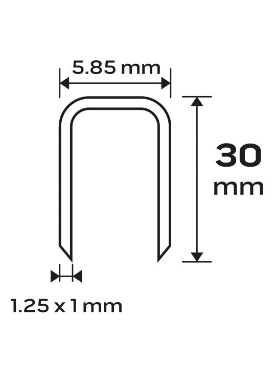 Cinkuotos kabės pneumatiniam segtuvui (14-570), GA18, 90 (4K) tipas, 30 mm ilgio, 4000 s