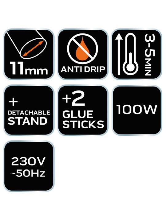 Klijų pistoletas 11mm 100W CE