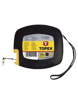 Metras plieninis, 20 m/12.5mm - Measuring tape, steel, 20m / 12.Metras plieninis, 20 m/12.5mm - Plieninė ruletė, kilpa ant galo TOPEX plieninė matavimo juosta pagaminta iš aukštos kokybės plieno.Metras plieninis, 20 m/12.5mm - TOPEX plieninė matavimo juos