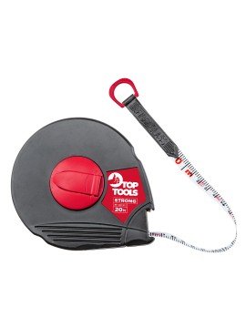Metras iš stiklo pluošto, 20m. (28C512) - Top Tools measuring tape is made of strong glass fibres, and casing is made of strong plastic.