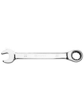 Raktas plokščias-kilpinis su terkšle 22mm - Combination spanner with ratchet 22 mmRaktas plokščias-kilpinis su terkšle 22mm - Combination spanner with ratchet, ratchet mechanism with 48 teeth, CrV steel TOPEX combination spanner with ratchet features prec