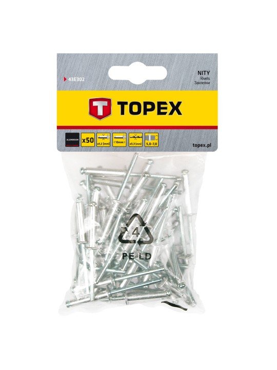 Kniedės aliumininės, 3,2 x 10mm , 50 vienetų