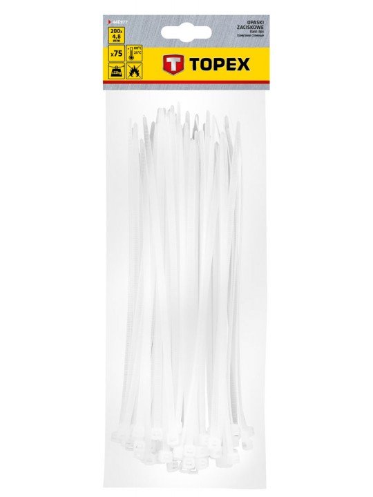 Užveržimo dirželiai 4,8mmx200mm, 75vnt. Balti