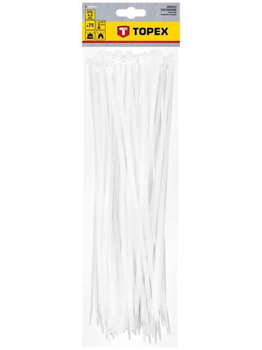 Užveržimo dirželiai 4,8mmx370mm, 75vnt. Balti