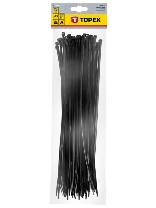 Užveržimo dirželiai 4,8mmx370mm, 75vnt. Juodi