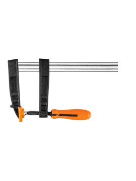 Spaustuvas staliui F tipo 120x300mm - BUSSpaustuvas staliui F tipo 120x300mm - F-clamp, two material handle, plastic pads on jaws, clamping force up to 450-500 kg NEO F-clamp with clamping force up to 450-500 kg (ref.Spaustuvas staliui F tipo 120x300mm - 