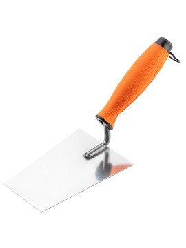 Tinko kraštinė mentele - trapecinė, 140 mm, bi-material handle - BUSTinko kraštinė mentele - trapecinė, 140 mm, bi-material handle - Trapezoidal stucco trowel, 140 mm, stainless steel 1,0 mm, bi-material handle NEO stucco trowel (ref.Tinko kraštinė mentel