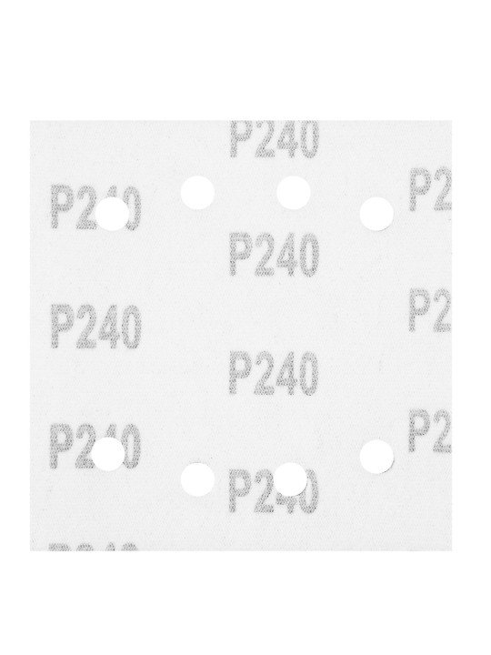 Šlifavimo popierius, „Velcro“ 113 x 113 mm, p240, 5 vnt. su 8 skylėmis