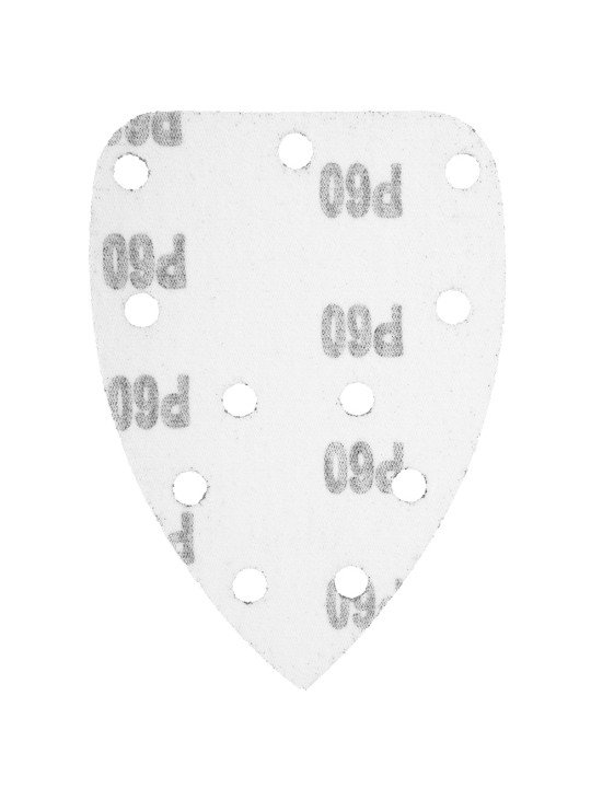 Šlifavimo popierius su „Velcro“ tvirtinimu delta 140 x 140 x 80 mm, K60, 5 vnt, su skylutėmis
