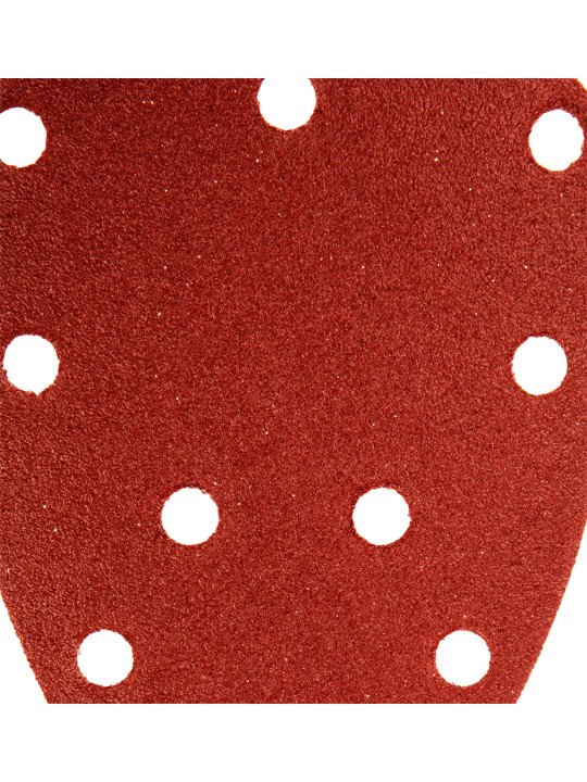 Šlifavimo popierius su „Velcro“ tvirtinimu delta 140 x 140 x 80 mm, K100, 5 vnt, su skylutėmis