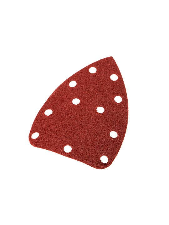 Šlifavimo popierius su „Velcro“ tvirtinimu delta 140 x 140 x 80 mm, K120, 5 vnt, su skylutėmis