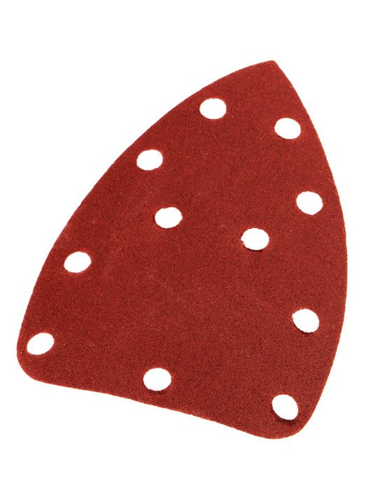 Šlifavimo popierius su „Velcro“ tvirtinimu delta 140 x 140 x 80 mm, K180, 5 vnt, su skylutėmis