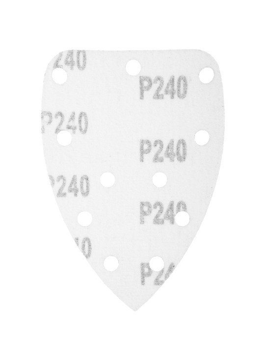 Šlifavimo popierius su „Velcro“ tvirtinimu delta 140 x 140 x 80 mm, K240, 5 vnt, su skylutėmis