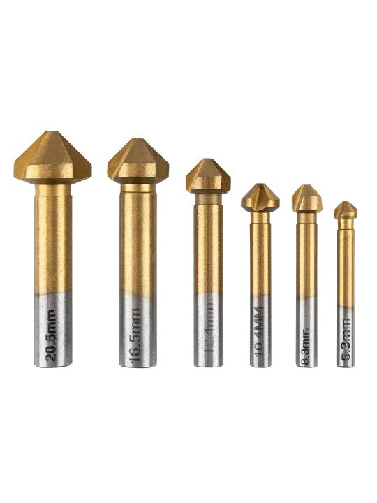 TiN stalviršio grąžtai, 6,3–20,5 mm, rinkinys 6 vnt.