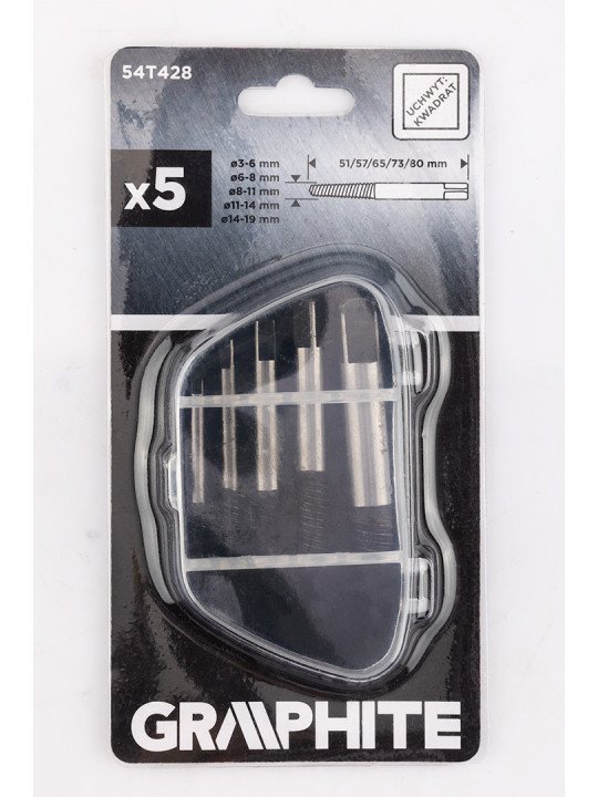 Ištraukikliai, skirti sulaužytiems varžtams, 3–19 mm, rinkinys 5 vnt.