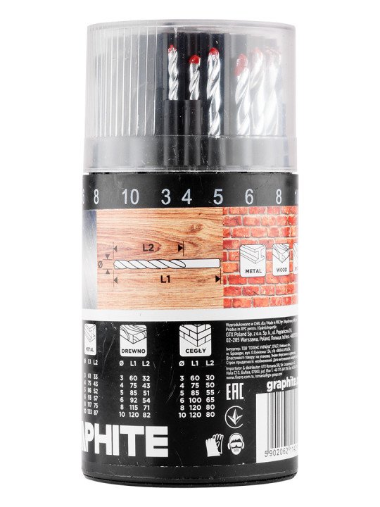 Metalo, medienos, medienos, plytų, plytų: 3, 4, 5, 6, 8, 10 mm, 18 vnt.