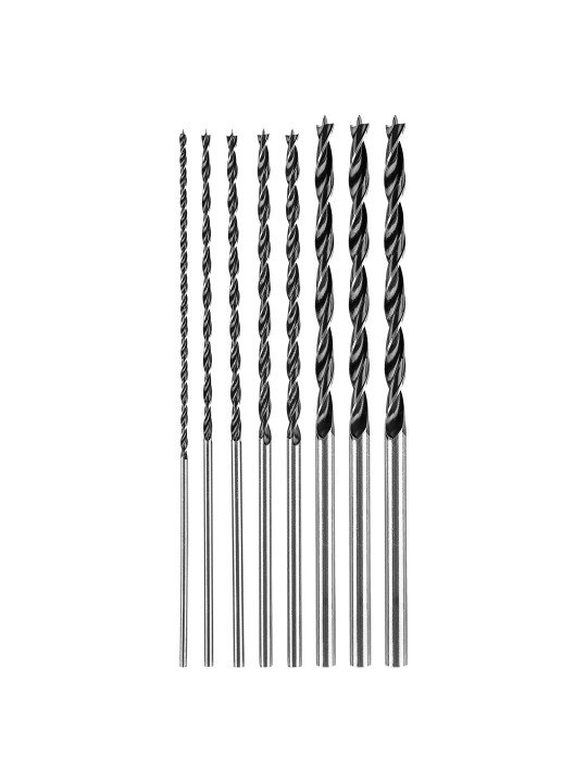 Medienos grąžto rinkinys: 4, 5, 6, 7, 8, 10, 12 x 300 mm, 7 vnt