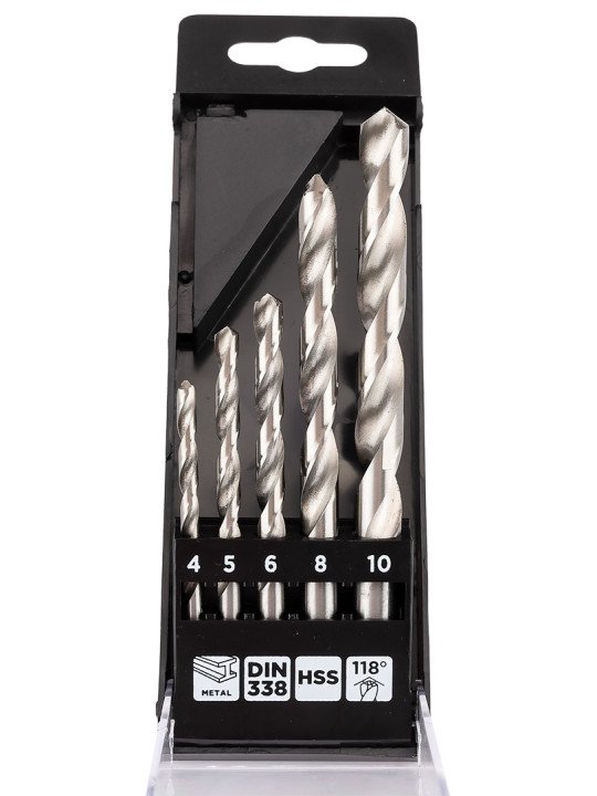 „HSS Metalo“ grąžtai, 4–10 mm, rinkinys 5 vnt.