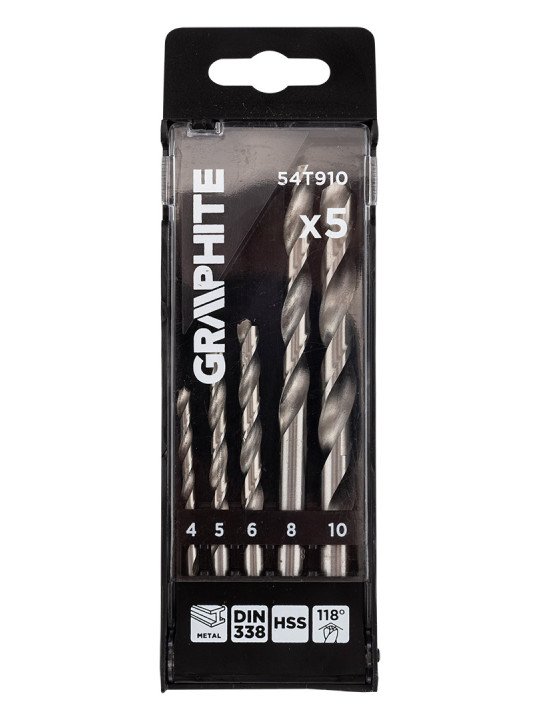 „HSS Metalo“ grąžtai, 4–10 mm, rinkinys 5 vnt.