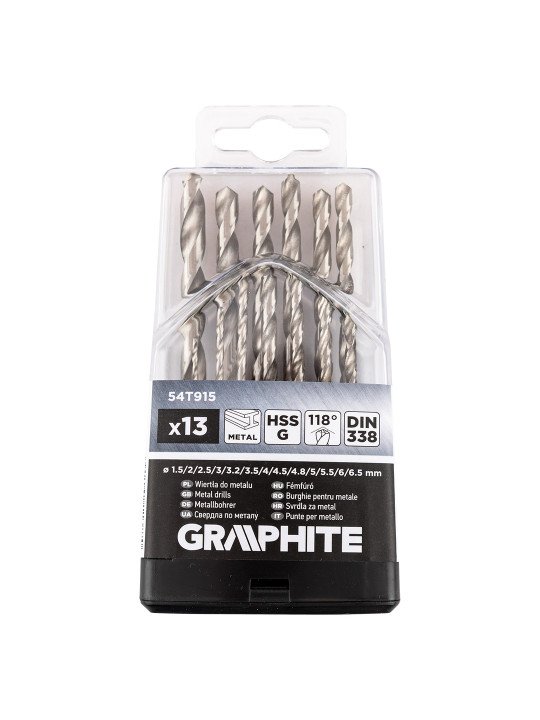 HSS -G metalo grąžtai, 1,5–6,5 mm, nustatytas 13 kompiuterių
