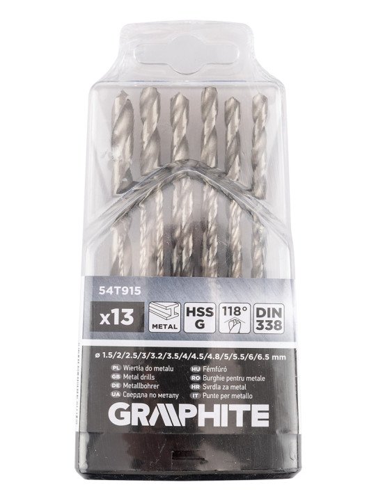 HSS -G metalo grąžtai, 1,5–6,5 mm, nustatytas 13 kompiuterių