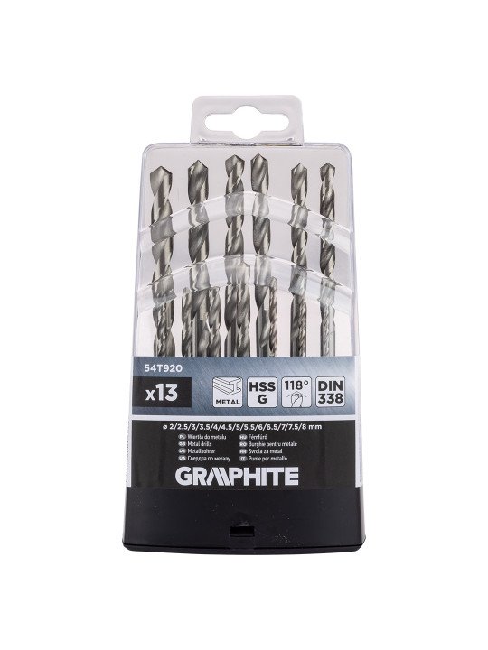 HSS -G metalo grąžtai, 2–8 mm, rinkinys 13 vnt.