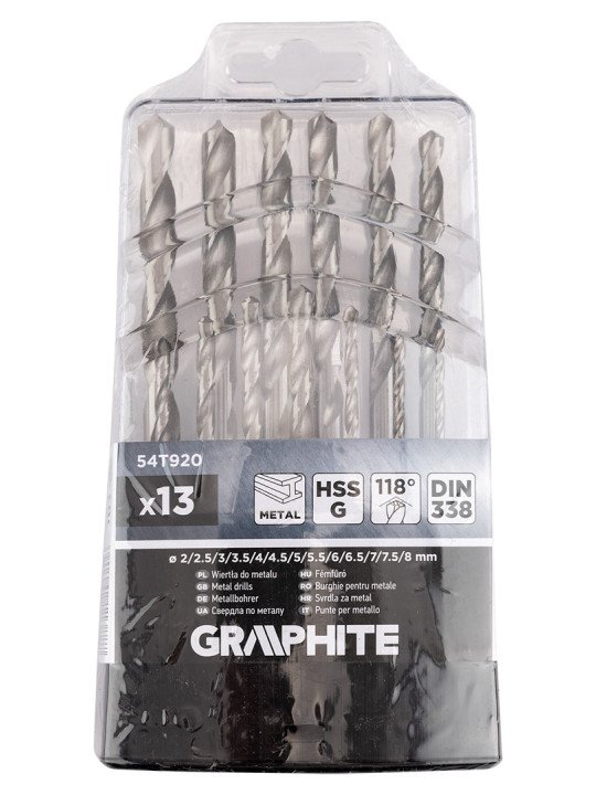 HSS -G metalo grąžtai, 2–8 mm, rinkinys 13 vnt.