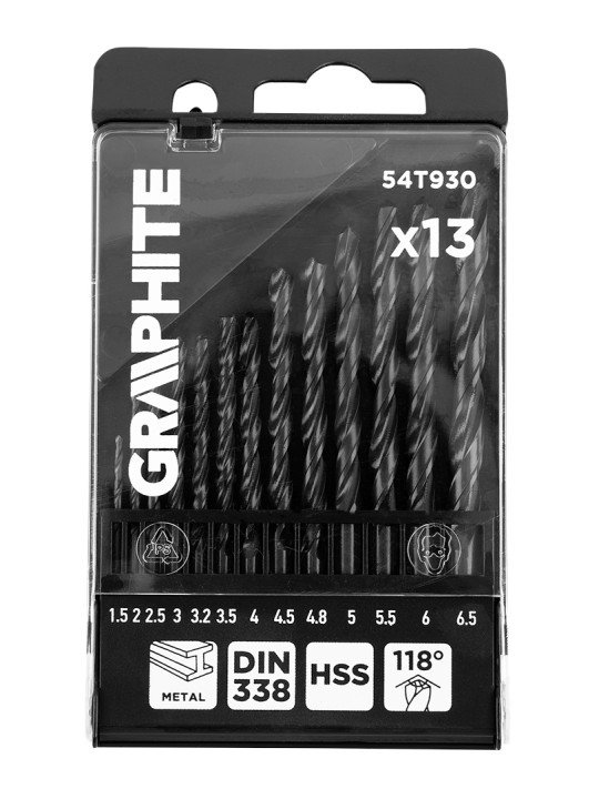 „HSS Metalo grąžtas“, 1,5–6,5 mm, nustatytas 13 kompiuterių