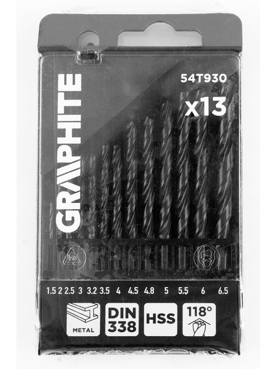 „HSS Metalo grąžtas“, 1,5–6,5 mm, nustatytas 13 kompiuterių