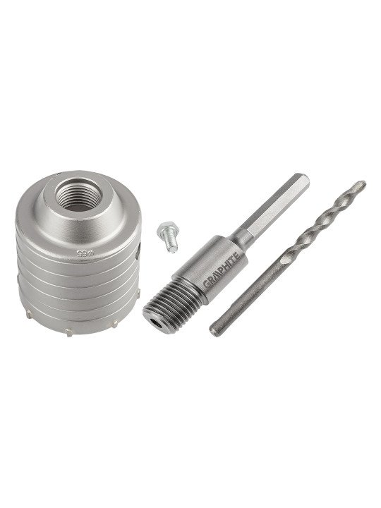 Skylių gręžimo krūna 65 mm su HEX adapteriu ir kontroliniu grąžtu