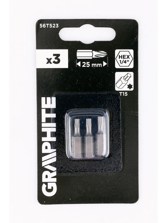 „Torx“ bitai T15 x 25 mm, 3 vnt