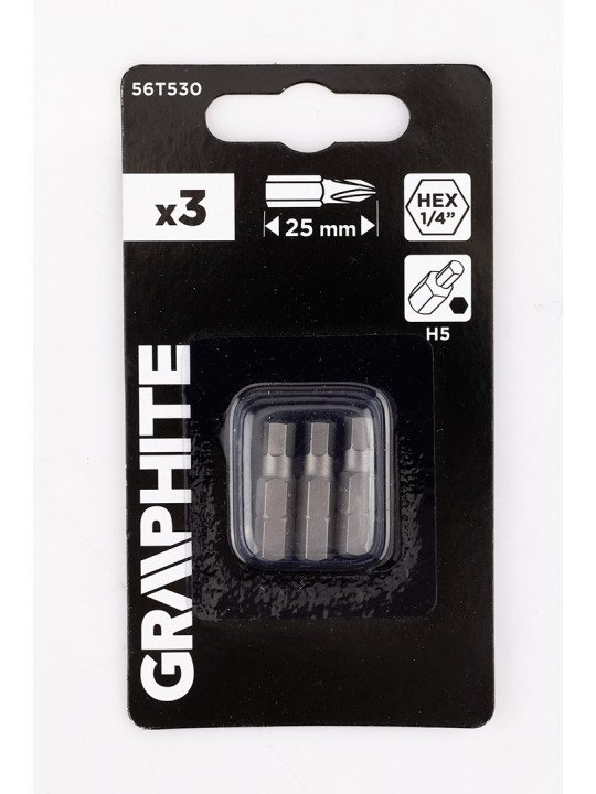 Šešiakampiai antgaliukai - bitai H5 x 25 mm, 3 vnt