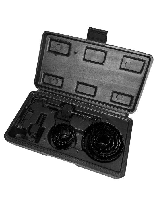 Medinių skylių pjaustyklės su adapteriu 19–64 mm, rinkinys, 12 dalių