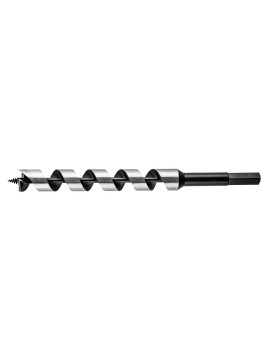 Spiralinis grąžtas medžiui  250x22mm - BUSSpiralinis grąžtas medžiui  250x22mm - Masonry drill, 8 x 400 mm, winged tip GRAPHITE wood auger drill bit allows to drill holes in wood precisely and efficiently thanks to special blade profile and threaded pilot