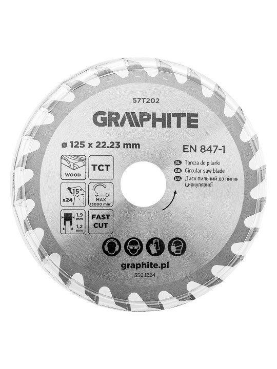 Medžio pjovimo diskas su HM antgaliais 125 x 22,23 mm, 24 dantys