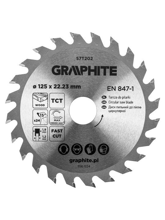 Medžio pjovimo diskas su HM antgaliais 125 x 22,23 mm, 24 dantys