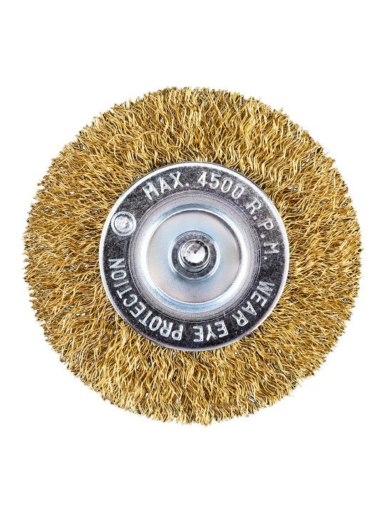Vielinis diskinis šepetys 80 mm, suvirškintos vielos, žalvario dengtas