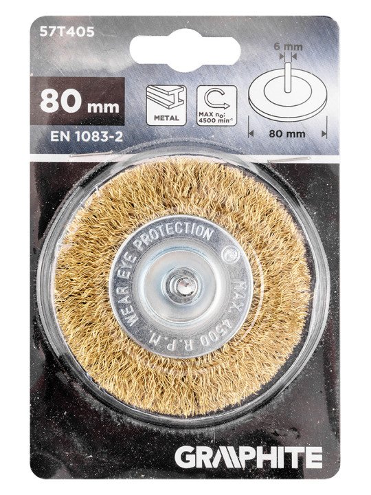 Vielinis diskinis šepetys 80 mm, suvirškintos vielos, žalvario dengtas