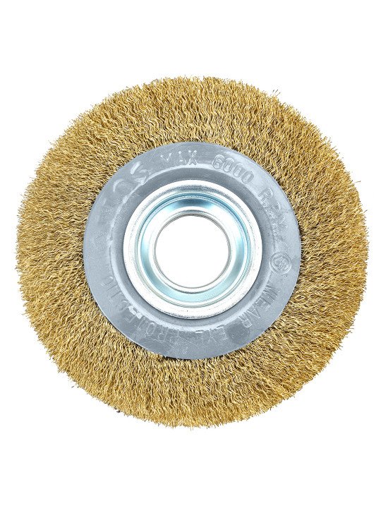 Vielinis diskinis šepetys 150 x 32 mm, surišta viela, žalvariu dengtas