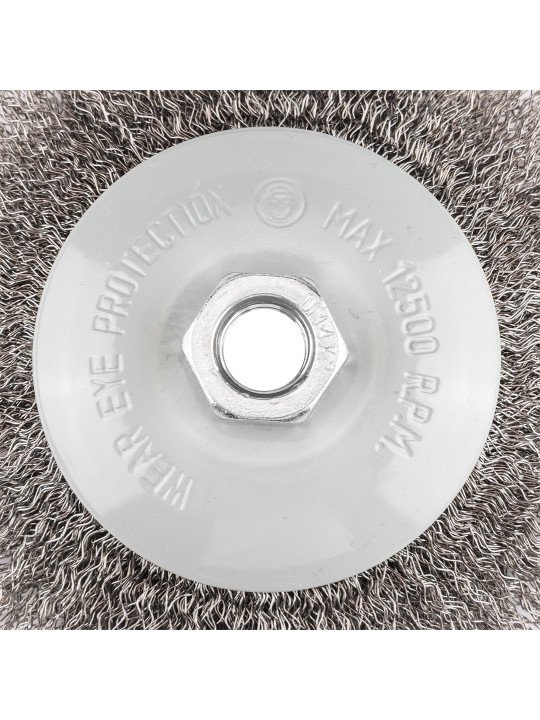 Vielinis diskinis šepetys 125 mm, suvirškintos vielos, plieno, M14