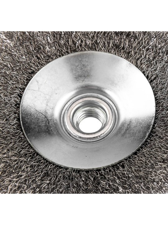 Vielinis diskinis šepetys 125 mm, suvirškintos vielos, plieno, M14