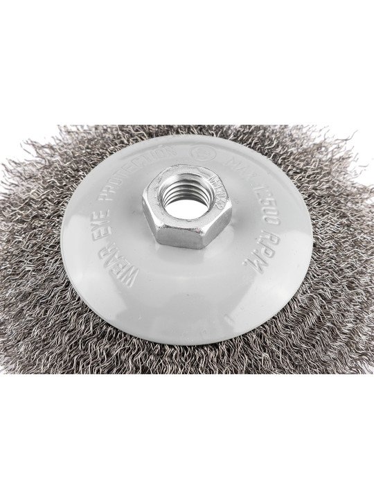 Vielinis diskinis šepetys 125 mm, suvirškintos vielos, plieno, M14