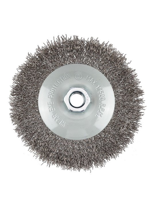 Vielinis diskinis šepetys 125 mm, suvirškintos vielos, plieno, M14