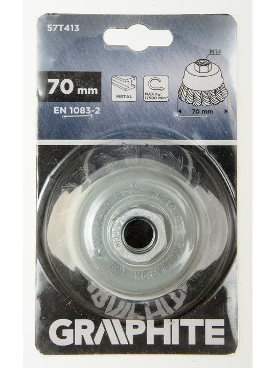 Vielinis šepetys kuginis 70 mm, susukta plieninė viela, M14